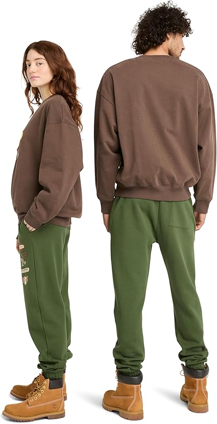 Timberland Men's New Box Fit Badge Crew Neck, Chocolate